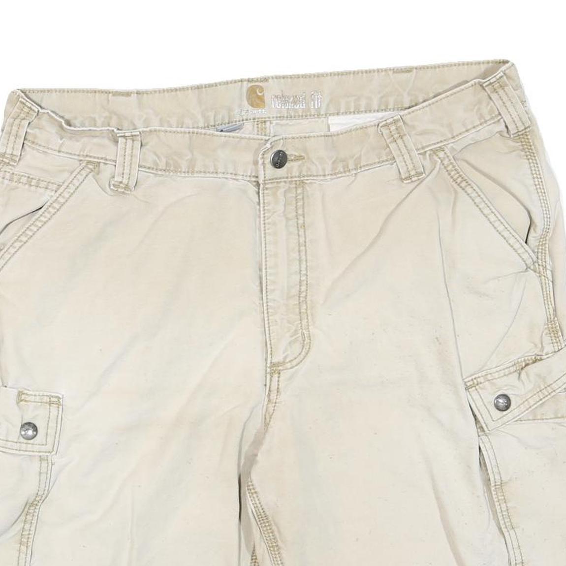 CARHARTT Mens Cargo Shorts Beige XL W38 Cotton Blend Durable Workwear