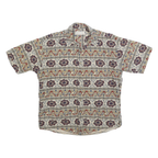 CROSSINGS Mens Beige Pattern Cotton Blend Short Sleeve Shirt M Summer Casual