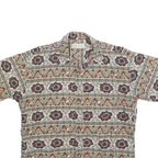 CROSSINGS Mens Beige Pattern Cotton Blend Short Sleeve Shirt M Summer Casual