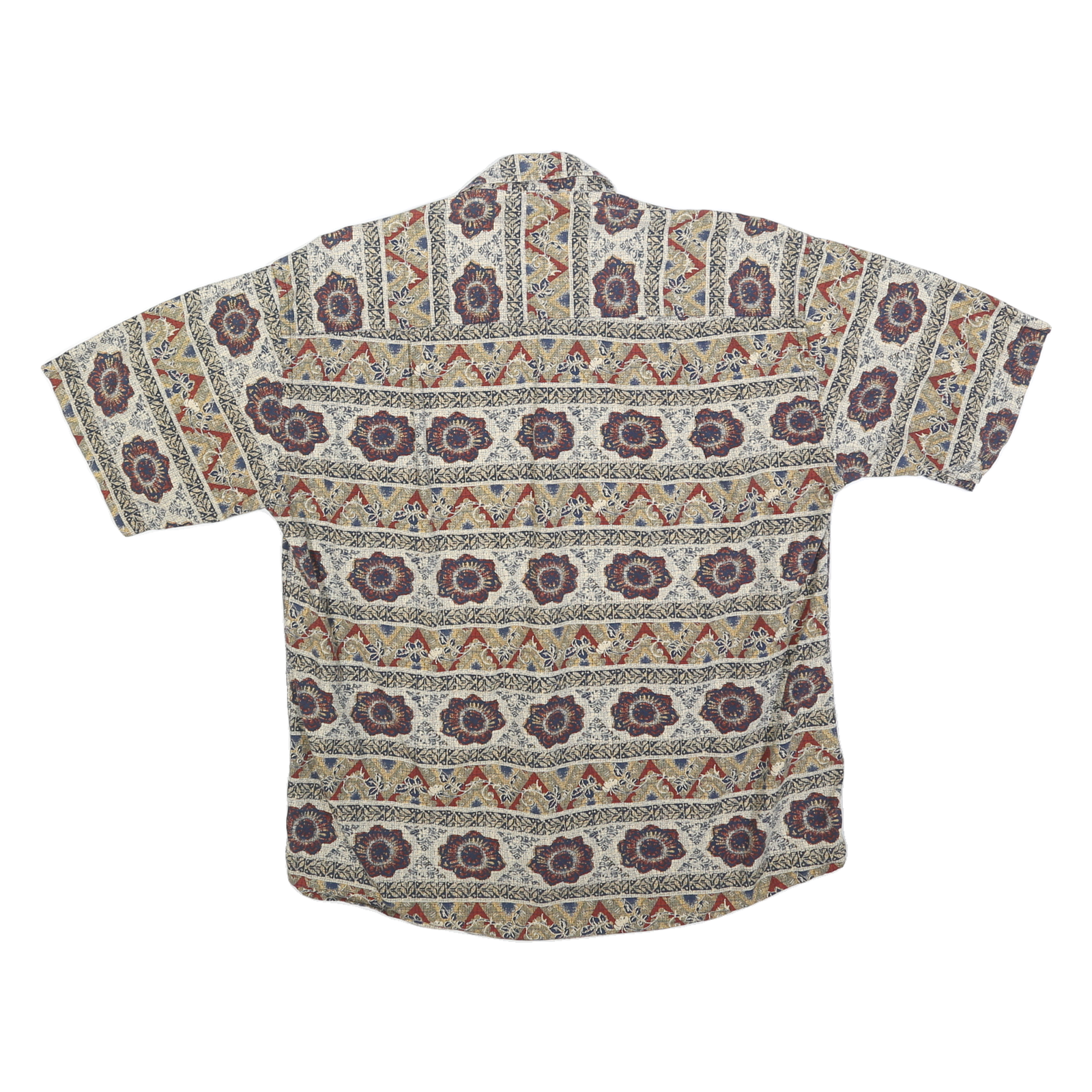 CROSSINGS Mens Beige Pattern Cotton Blend Short Sleeve Shirt M Summer Casual