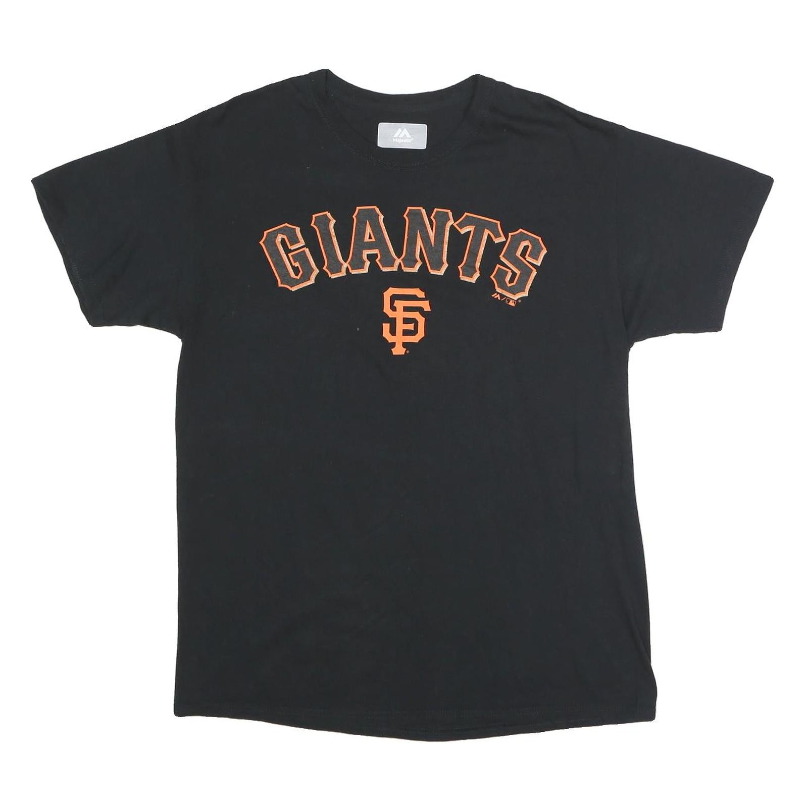 MAJESTIC Mens Black Giants Graphic T-Shirt L Short Sleeve Crew Neck Cotton Blend