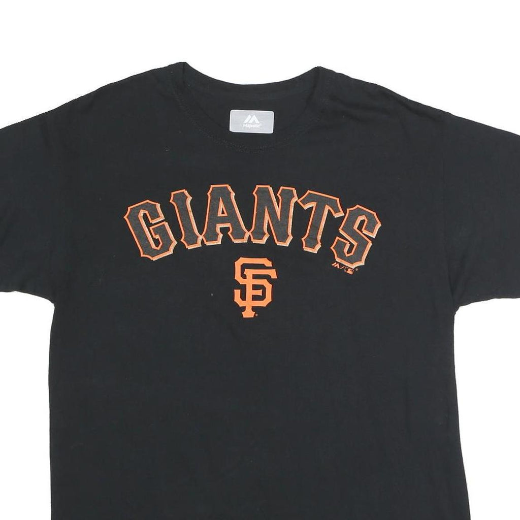 MAJESTIC Mens Black Giants Graphic T-Shirt L Short Sleeve Crew Neck Cotton Blend