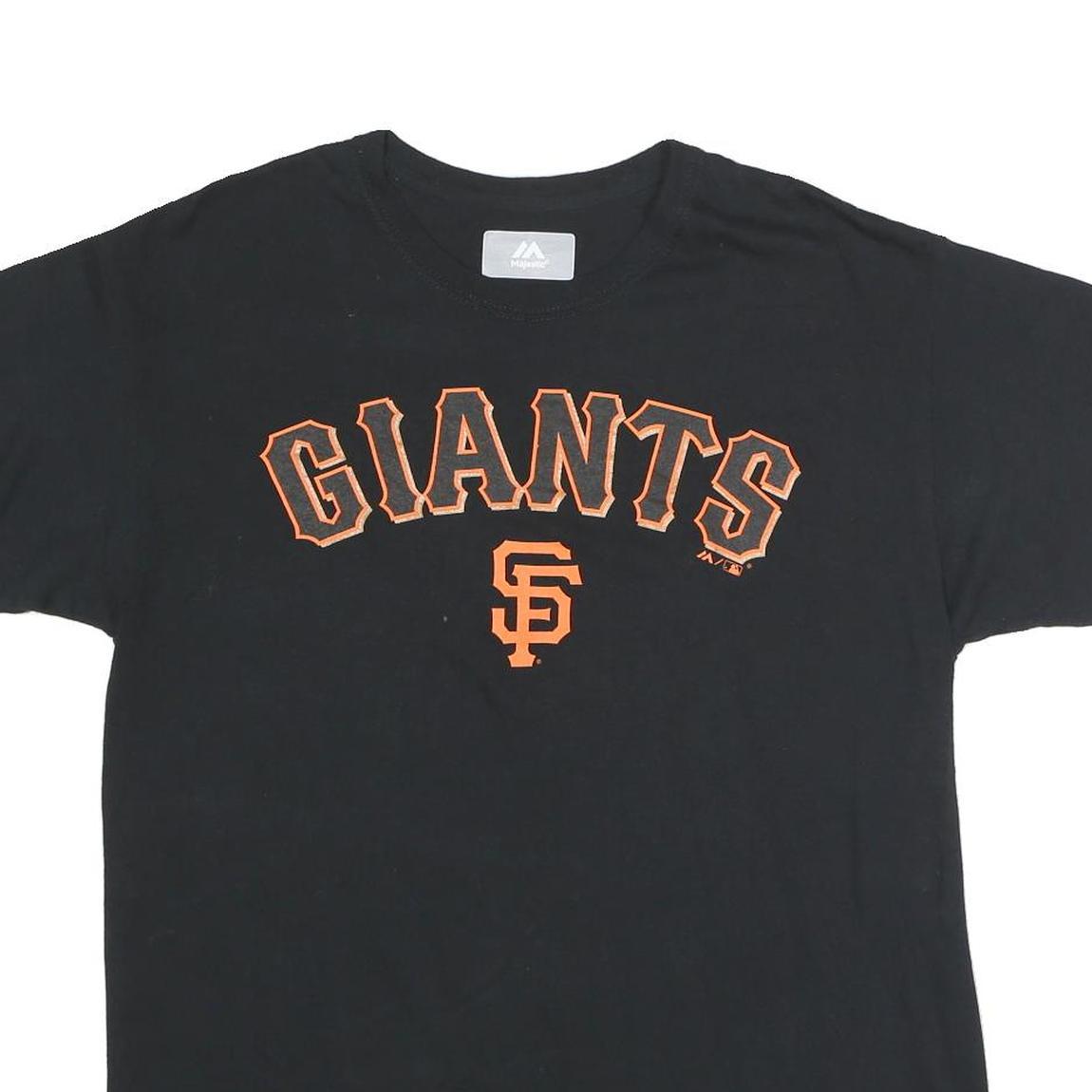 MAJESTIC Mens Black Giants Graphic T-Shirt L Short Sleeve Crew Neck Cotton Blend