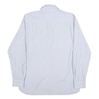 TOMMY HILFIGER Mens Blue & White Striped Cotton Shirt L Classic Fit Casual Long