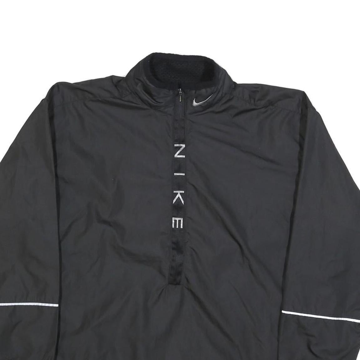 NIKE Womens Black Jacket M Polyester Blend Zip Plain Reflective Stripe