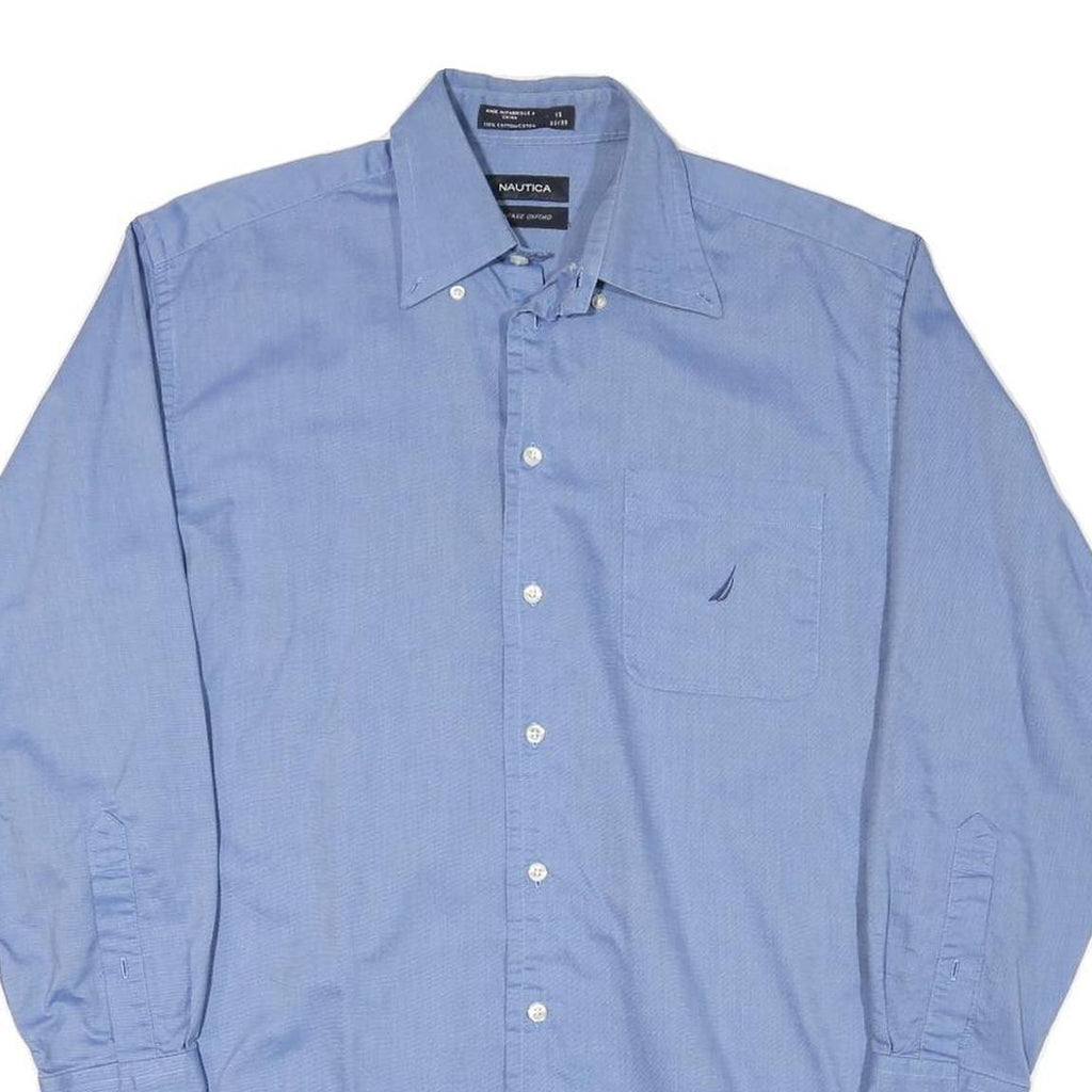 NAUTICA Mens Blue Shirt M Cotton Blend Button Down Collar Long Sleeve Classic