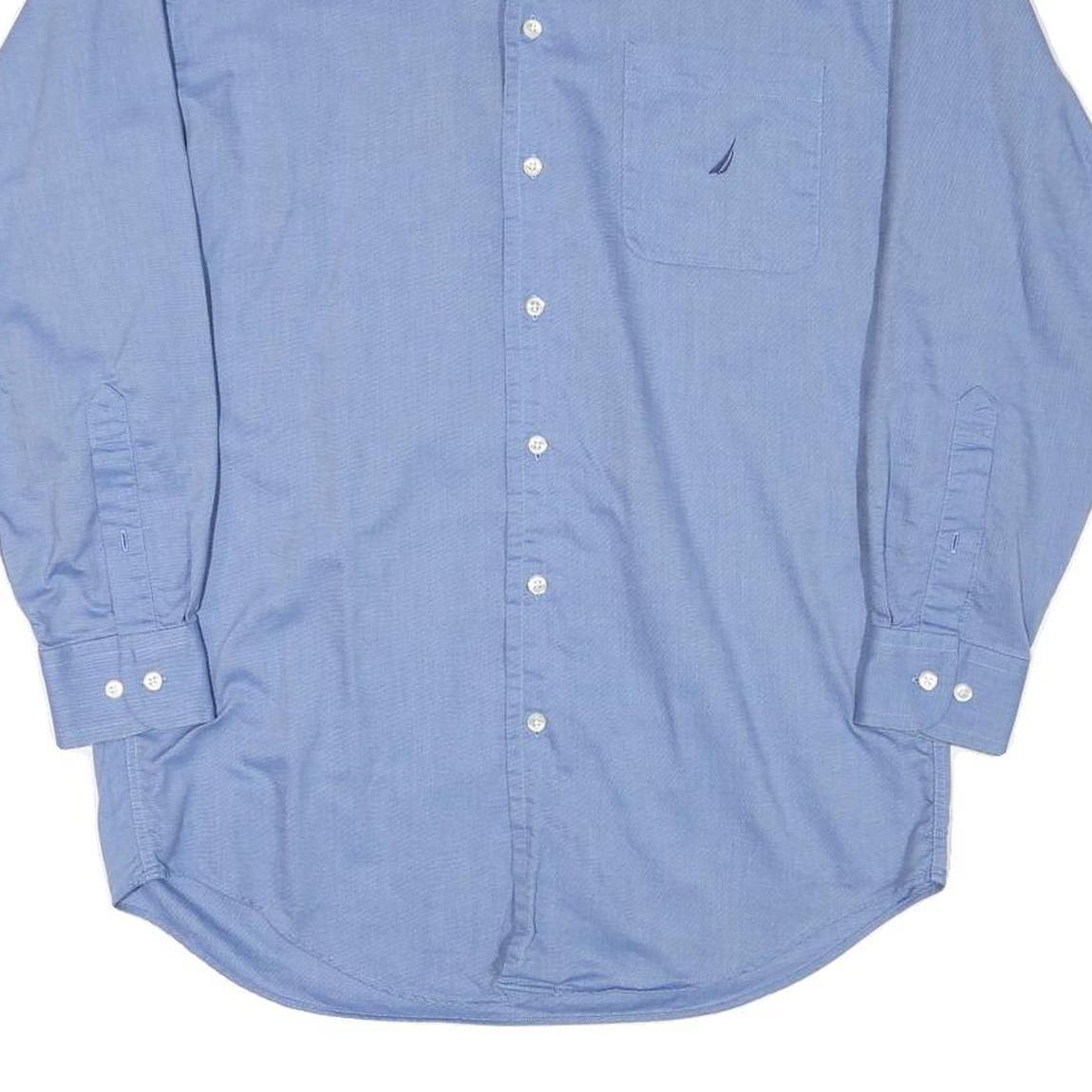 NAUTICA Mens Blue Shirt M Cotton Blend Button Down Collar Long Sleeve Classic