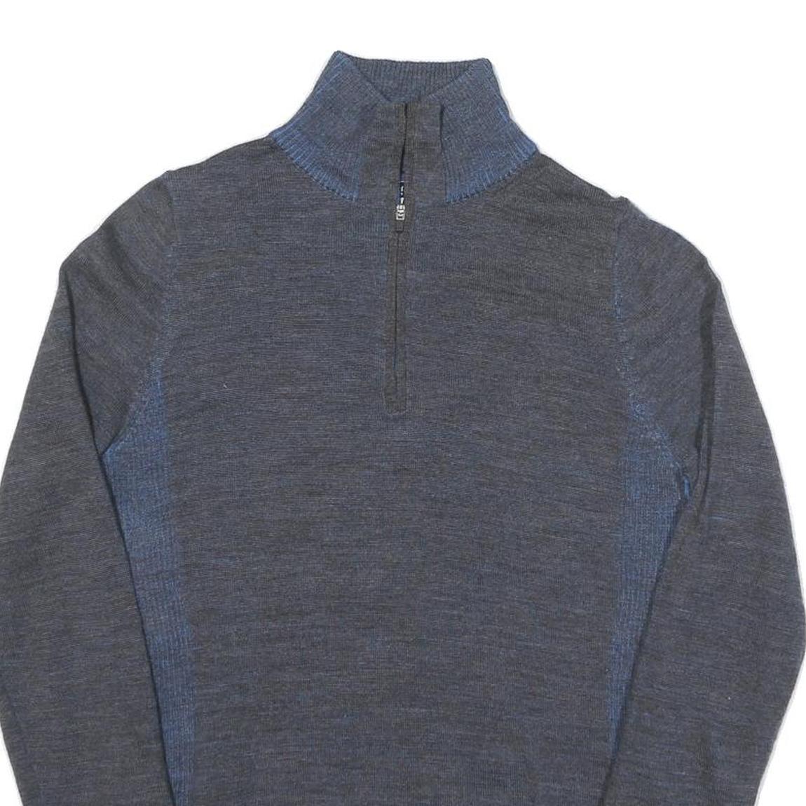 PATAGONIA Womens Grey & Blue Plain Wool Pullover Jumper Half Zip M Comfortable