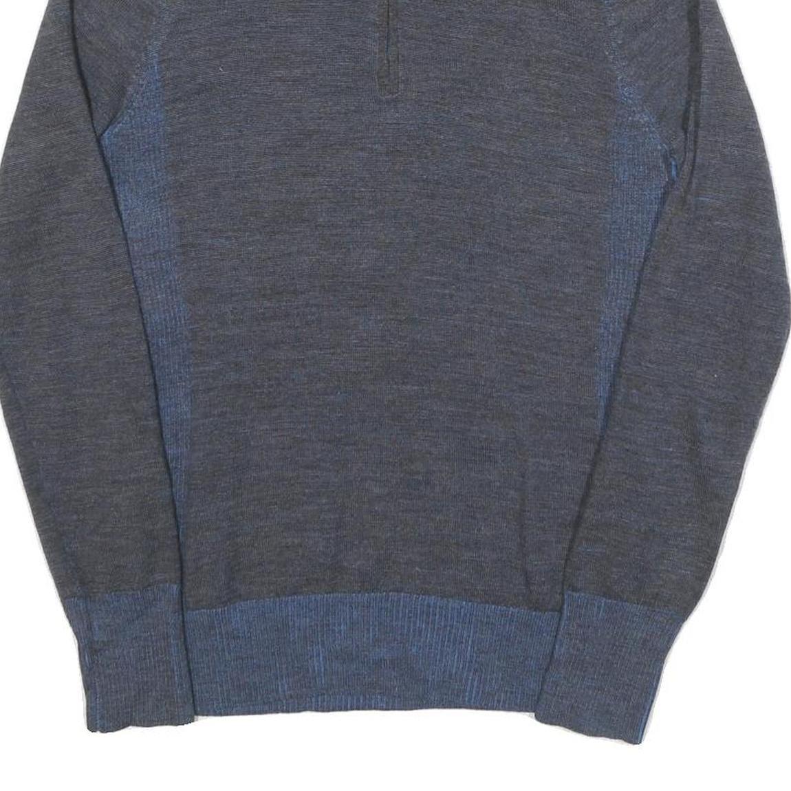 PATAGONIA Womens Grey & Blue Plain Wool Pullover Jumper Half Zip M Comfortable