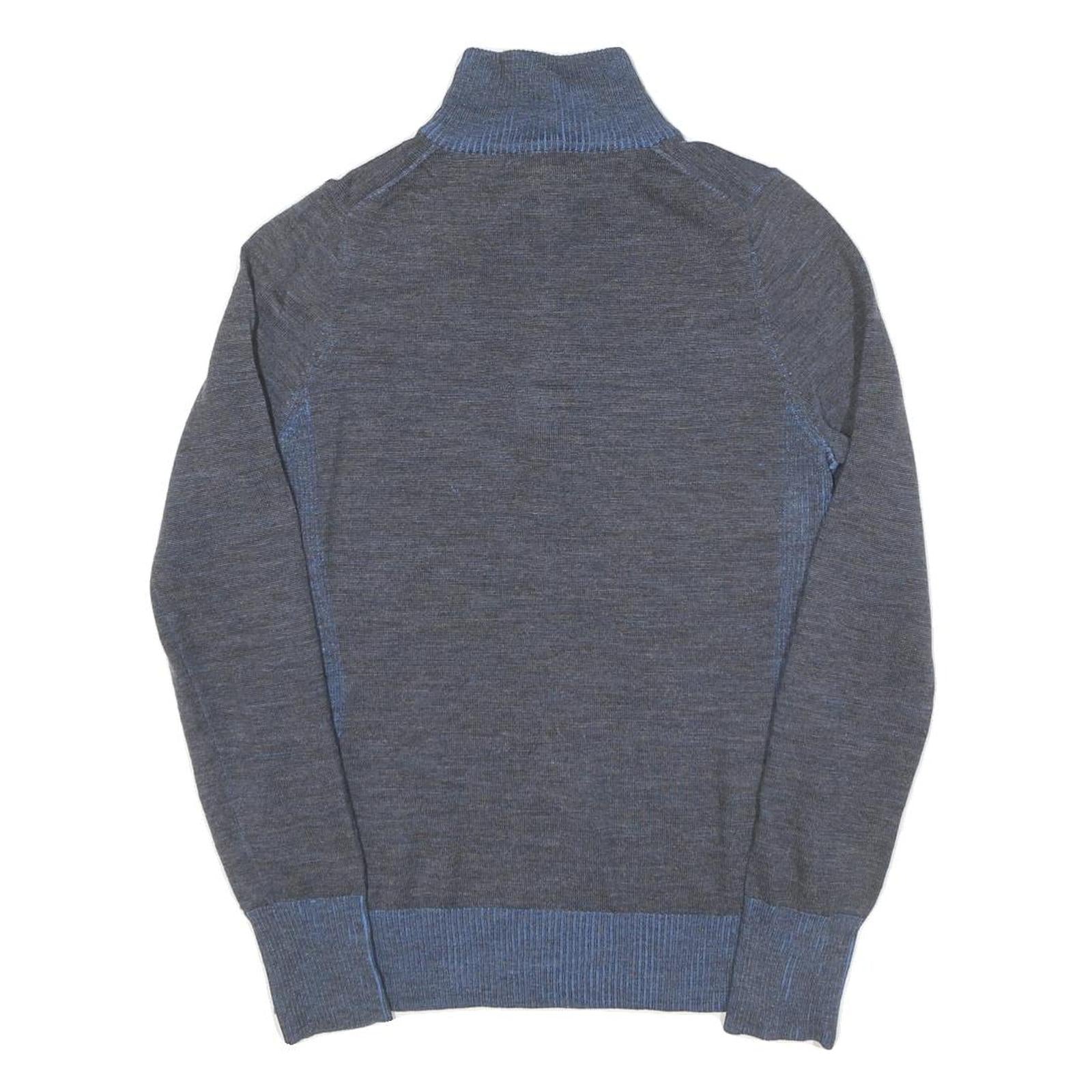 PATAGONIA Womens Grey & Blue Plain Wool Pullover Jumper Half Zip M Comfortable