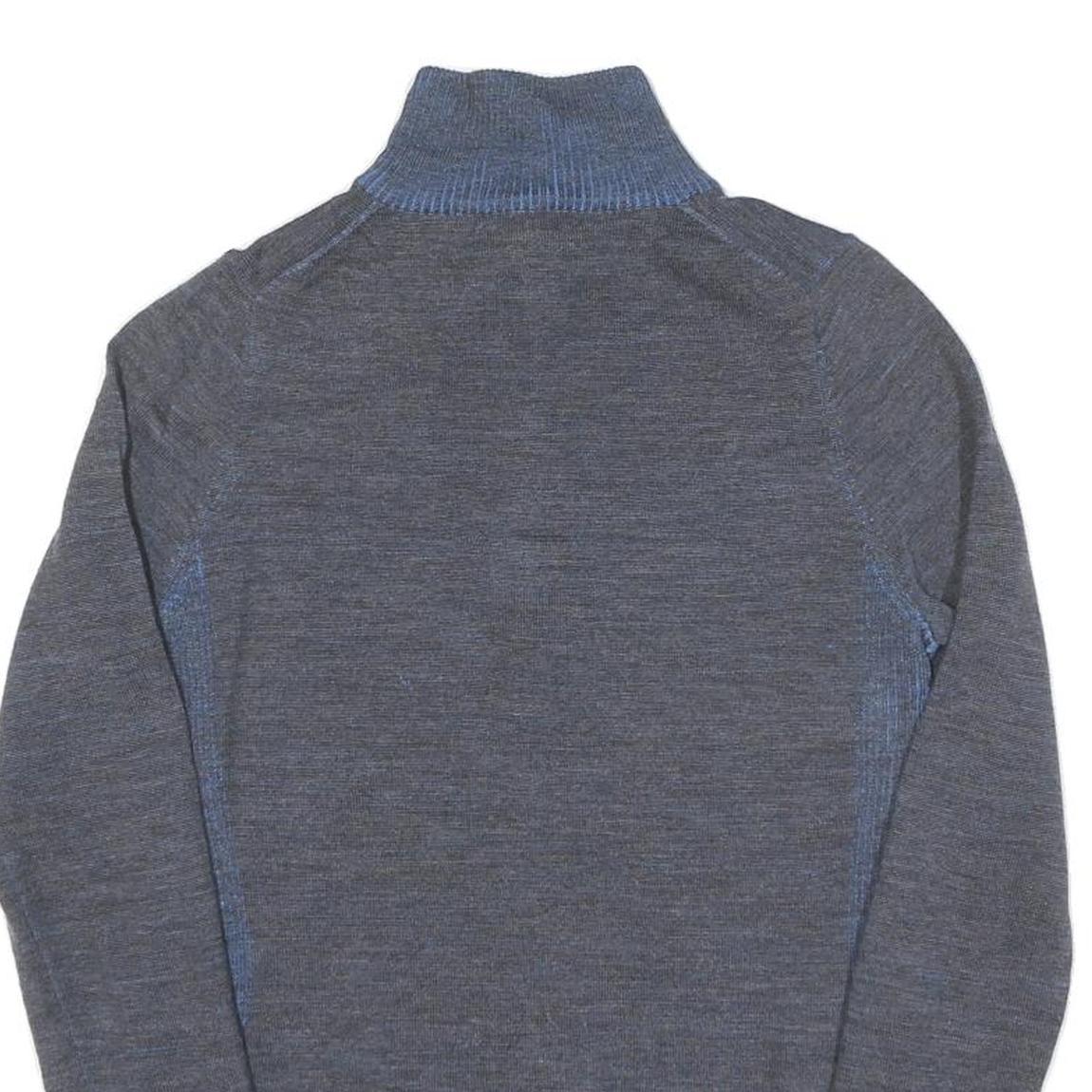 PATAGONIA Womens Grey & Blue Plain Wool Pullover Jumper Half Zip M Comfortable