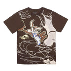 SOUTHPOLE Mens Brown Space Jam Graphic T-Shirt S Short Sleeve Crew Neck Cartoon