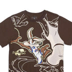 SOUTHPOLE Mens Brown Space Jam Graphic T-Shirt S Short Sleeve Crew Neck Cartoon