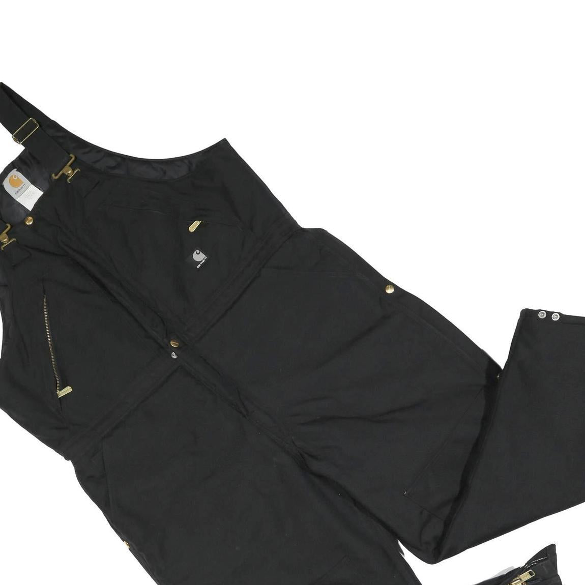 CARHARTT Womens Black Cotton Blend Canvas Dungarees Loose Fit XL W42 L28