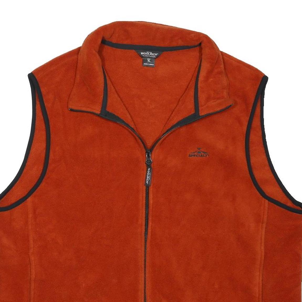 WOOLRICH Mens Orange Polyester Blend Outdoor Jacket XL Fleece Zip Casual