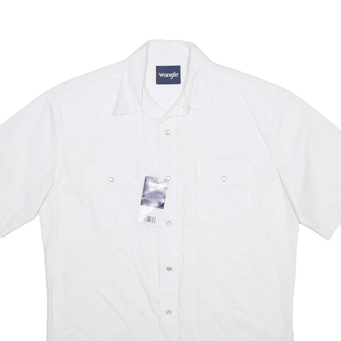WRANGLER Mens White Short Sleeve Western Shirt M Classic Cotton Blend Button