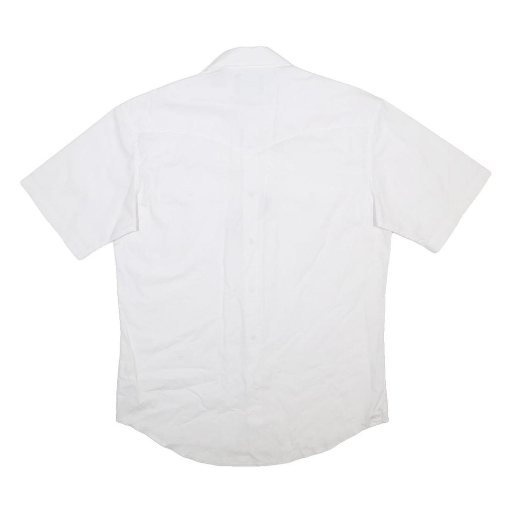 WRANGLER Mens White Short Sleeve Western Shirt M Classic Cotton Blend Button