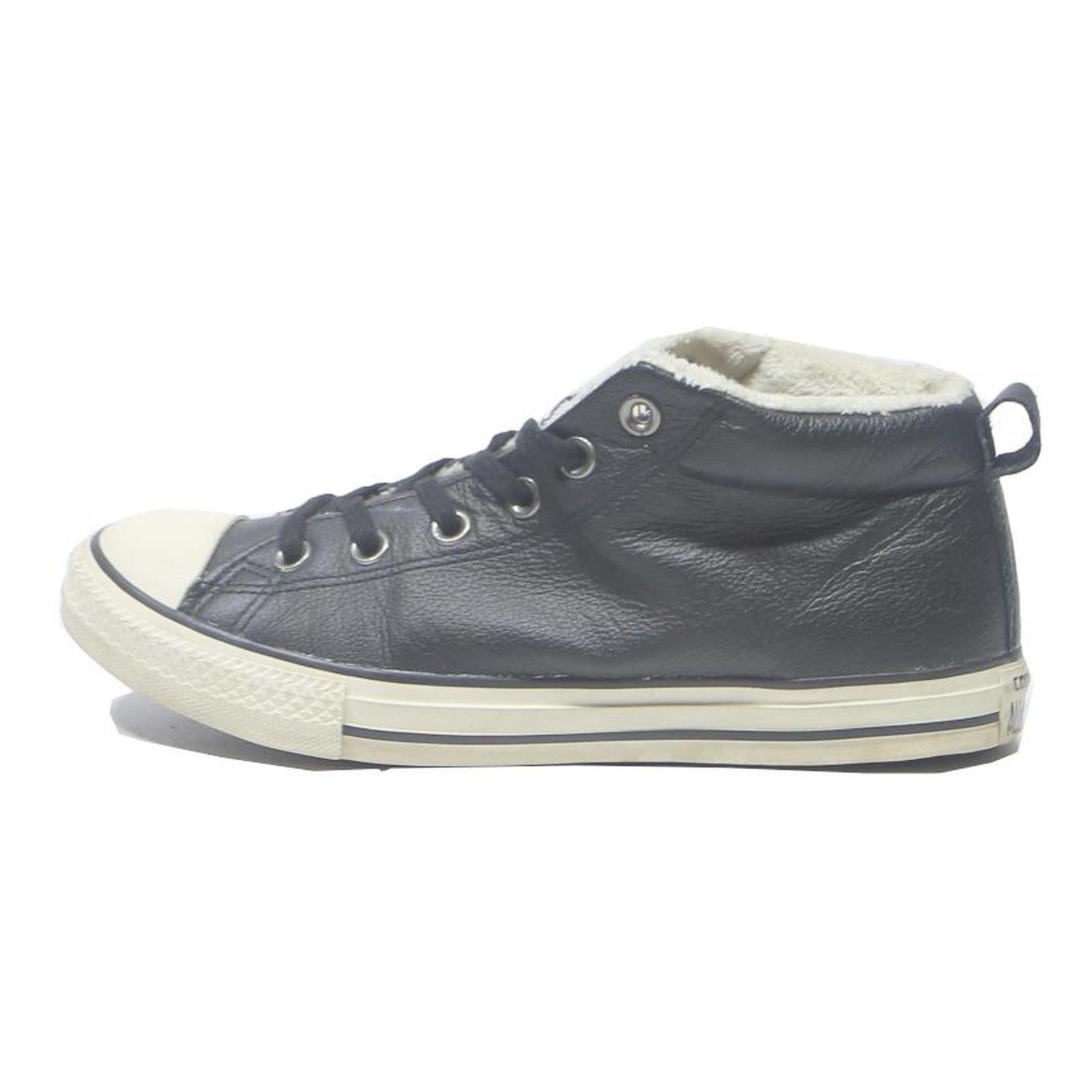 CONVERSE Chuck Taylor All Star Womens Leather Lace-Up Trainers Black UK 5.5