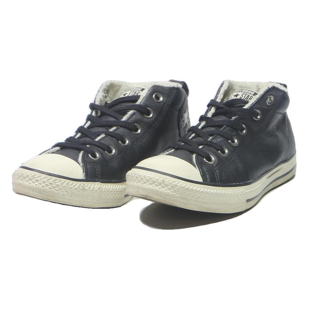 CONVERSE Chuck Taylor All Star Womens Leather Lace-Up Trainers Black UK 5.5