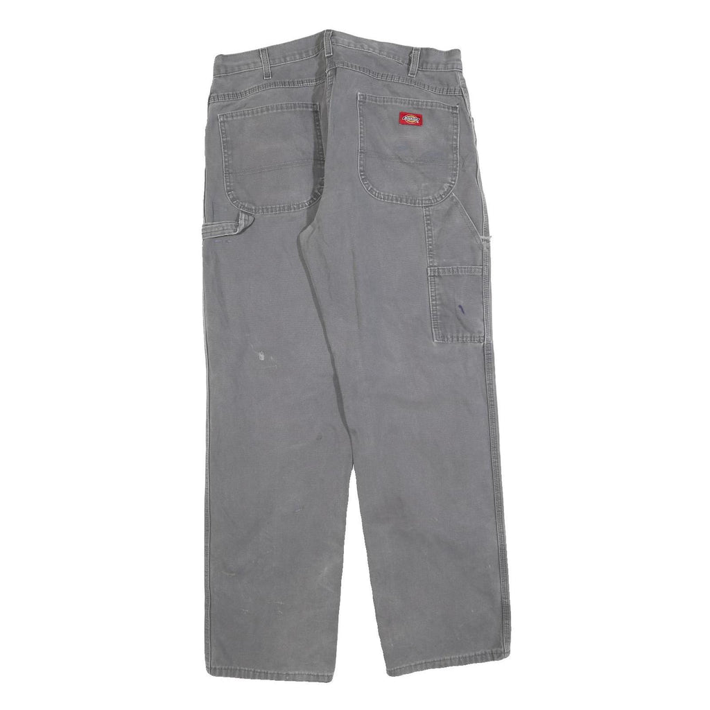 DICKIES Mens Jeans Grey Relaxed Straight Denim Medium W34 L32 Workwear