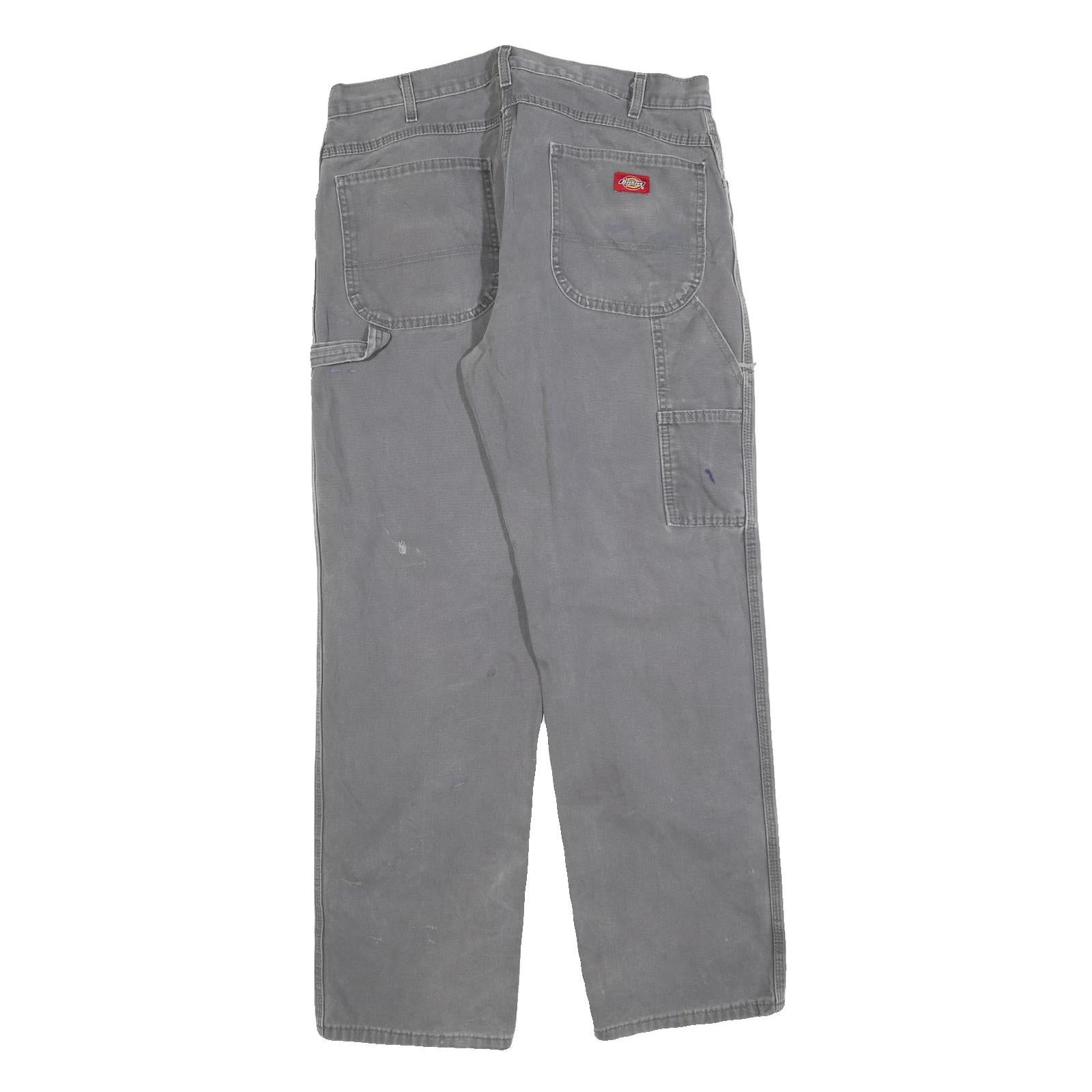 DICKIES Mens Jeans Grey Relaxed Straight Denim Medium W34 L32 Workwear