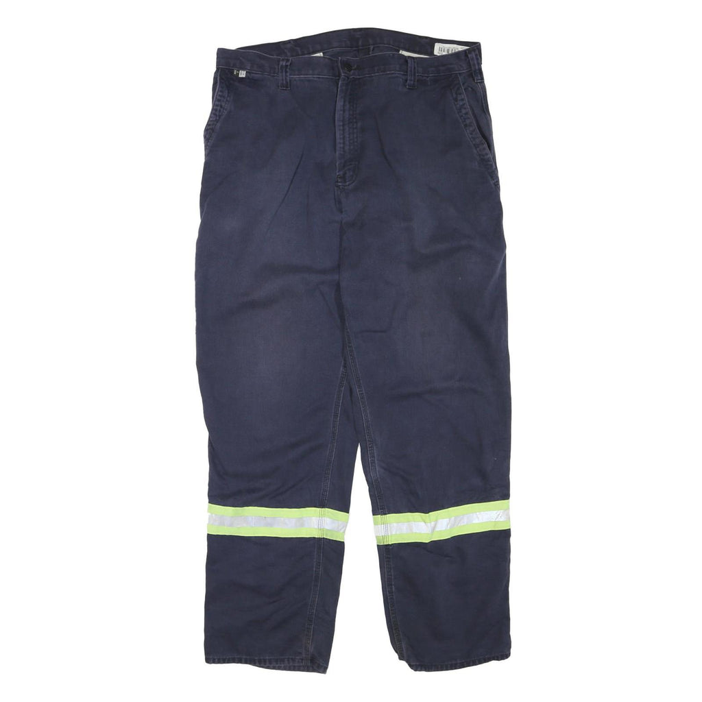 CARHARTT Mens Cotton Blend Navy Blue Reflective Regular Straight Trousers W38