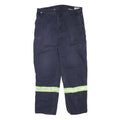 CARHARTT Mens Cotton Blend Navy Blue Reflective Regular Straight Trousers W38