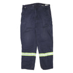 CARHARTT Mens Cotton Blend Navy Blue Reflective Regular Straight Trousers W38