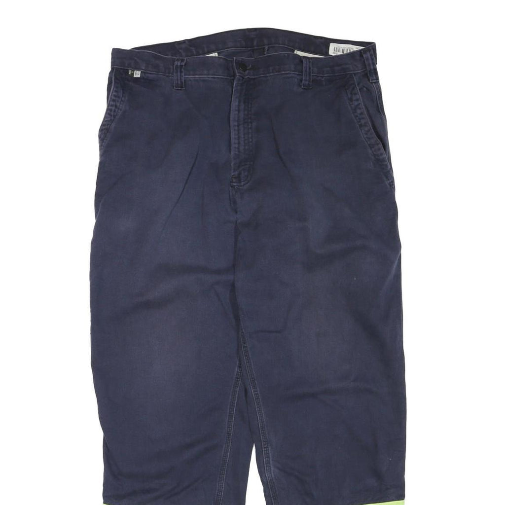 CARHARTT Mens Cotton Blend Navy Blue Reflective Regular Straight Trousers W38