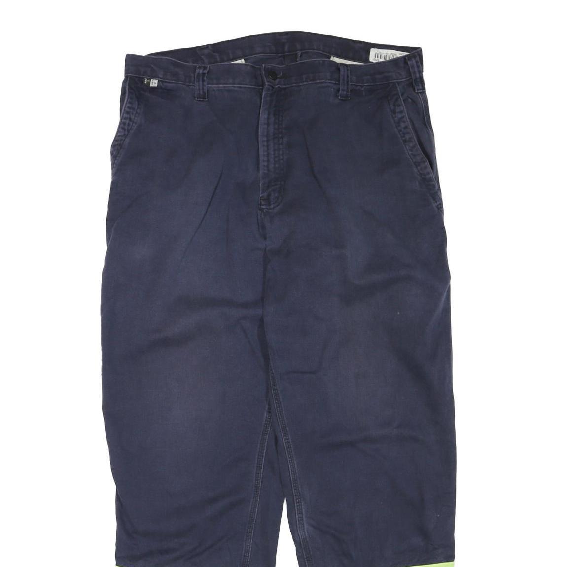 CARHARTT Mens Cotton Blend Navy Blue Reflective Regular Straight Trousers W38