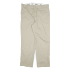 DICKIES Mens Cotton Blend Beige Regular Fit Straight Leg Trousers W40 L32