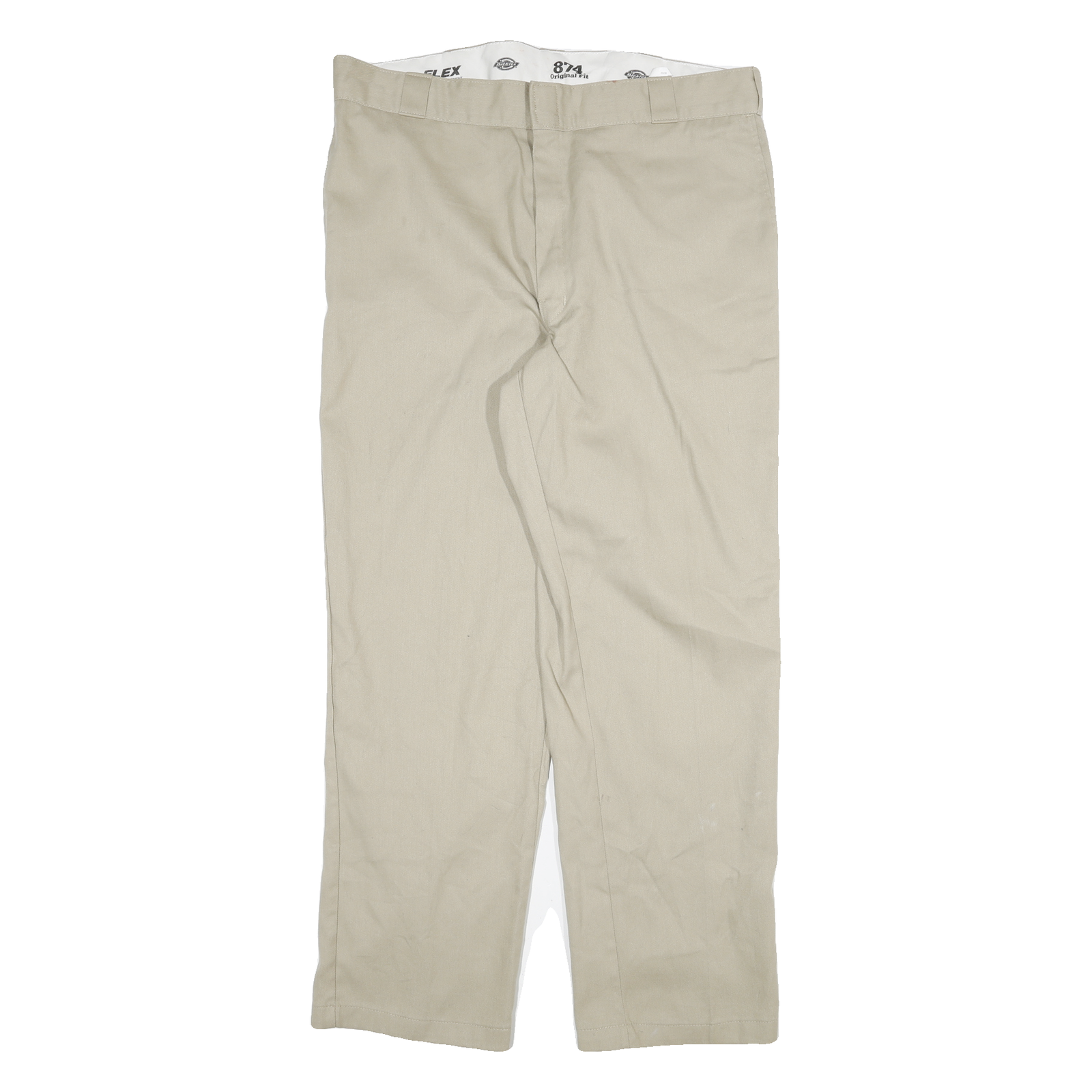DICKIES Mens Cotton Blend Beige Regular Fit Straight Leg Trousers W40 L32