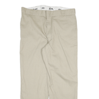 DICKIES Mens Cotton Blend Beige Regular Fit Straight Leg Trousers W40 L32