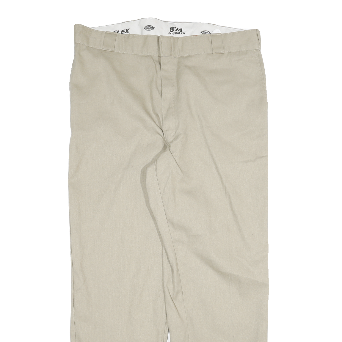 DICKIES Mens Cotton Blend Beige Regular Fit Straight Leg Trousers W40 L32