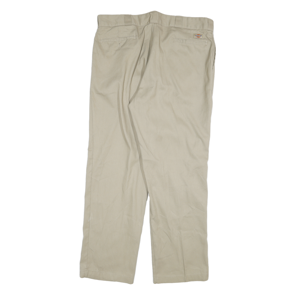 DICKIES Mens Cotton Blend Beige Regular Fit Straight Leg Trousers W40 L32