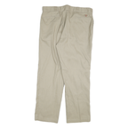 DICKIES Mens Cotton Blend Beige Regular Fit Straight Leg Trousers W40 L32