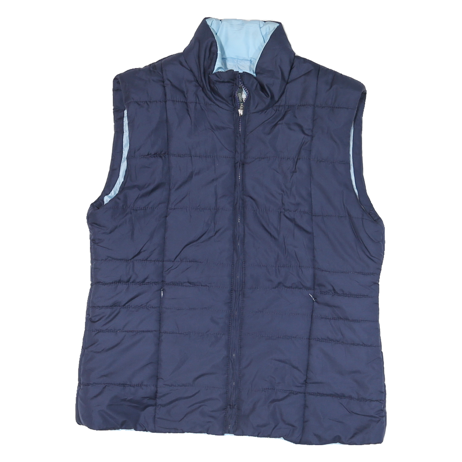 ISAAC IZRAHI Mens Blue L Quilted Zip Jacket Polyester Blend Lightweight