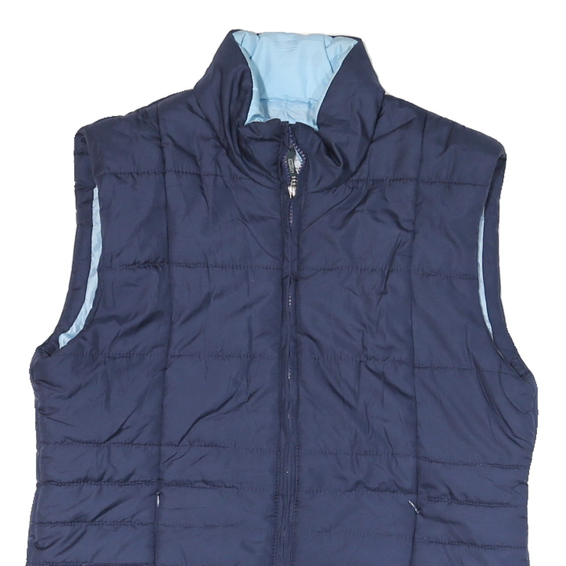 ISAAC IZRAHI Mens Blue L Quilted Zip Jacket Polyester Blend Lightweight