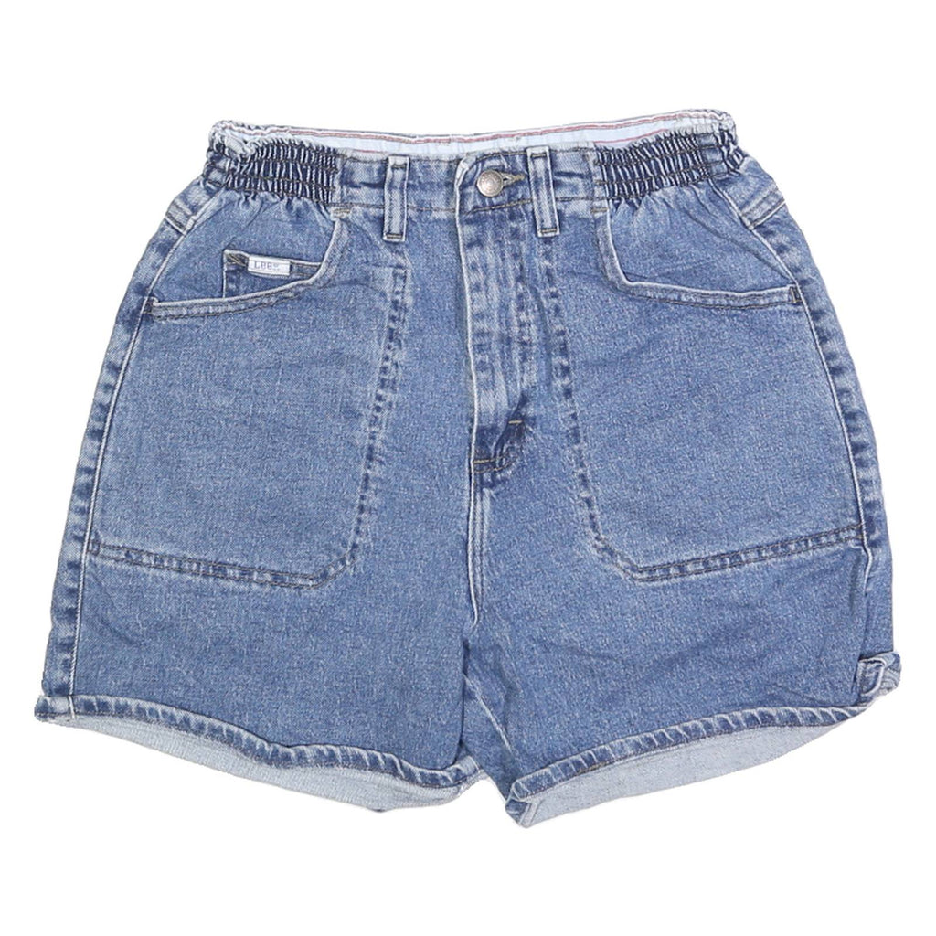 LEE Womens Denim Blue Cotton Casual Shorts S W26 Elastic Waistband
