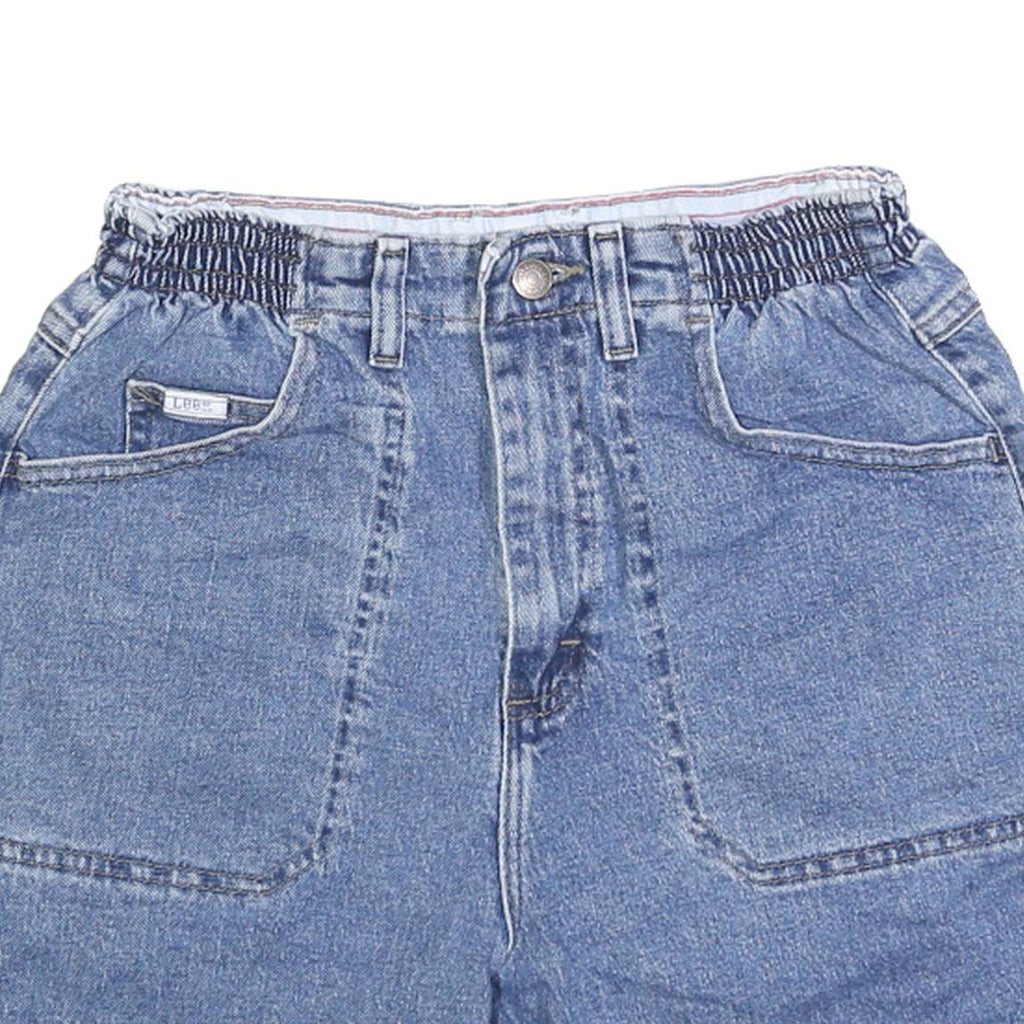 LEE Womens Denim Blue Cotton Casual Shorts S W26 Elastic Waistband