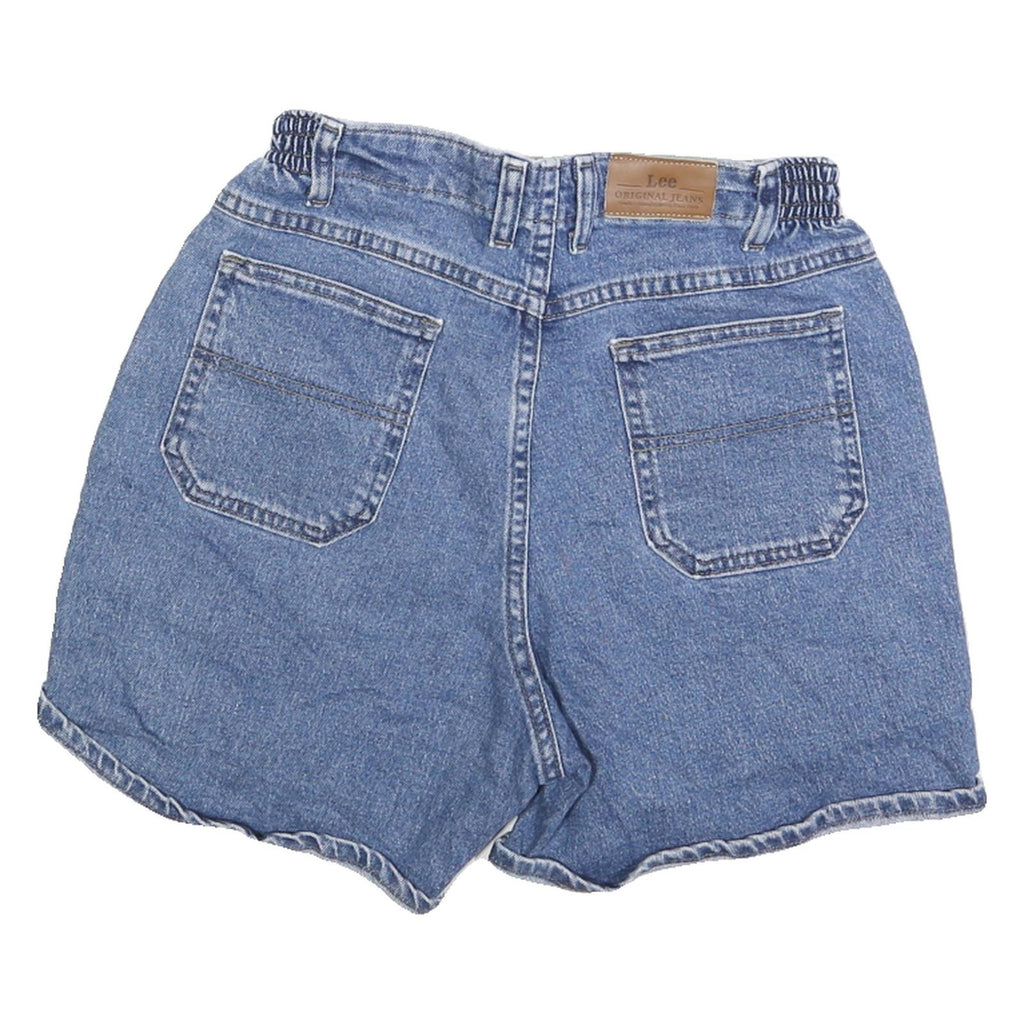 LEE Womens Denim Blue Cotton Casual Shorts S W26 Elastic Waistband