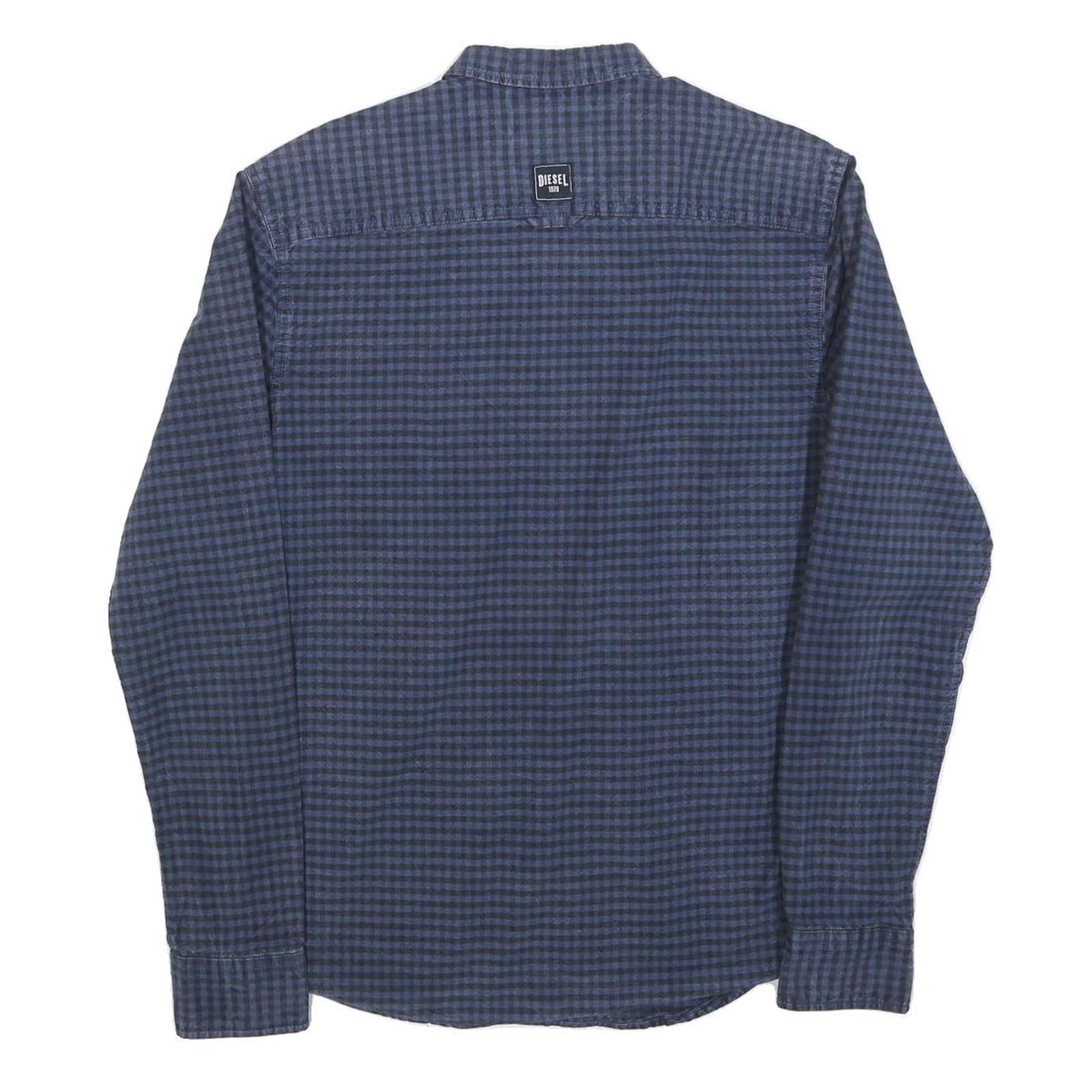 DIESEL Mens Blue Check Shirt M Cotton Blend Casual Long Sleeve Button