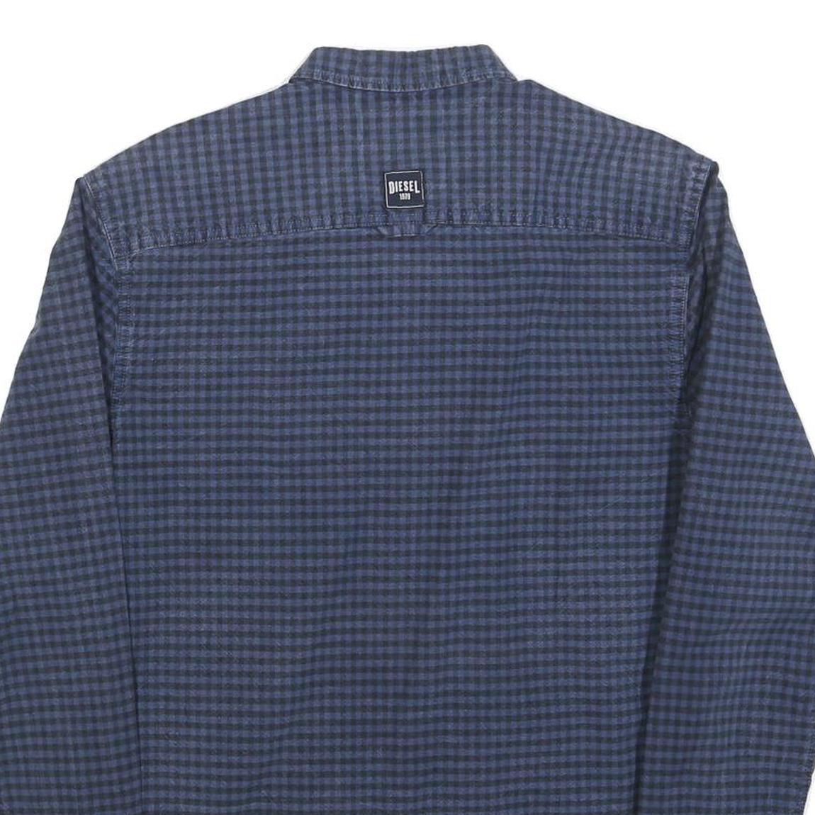 DIESEL Mens Blue Check Shirt M Cotton Blend Casual Long Sleeve Button