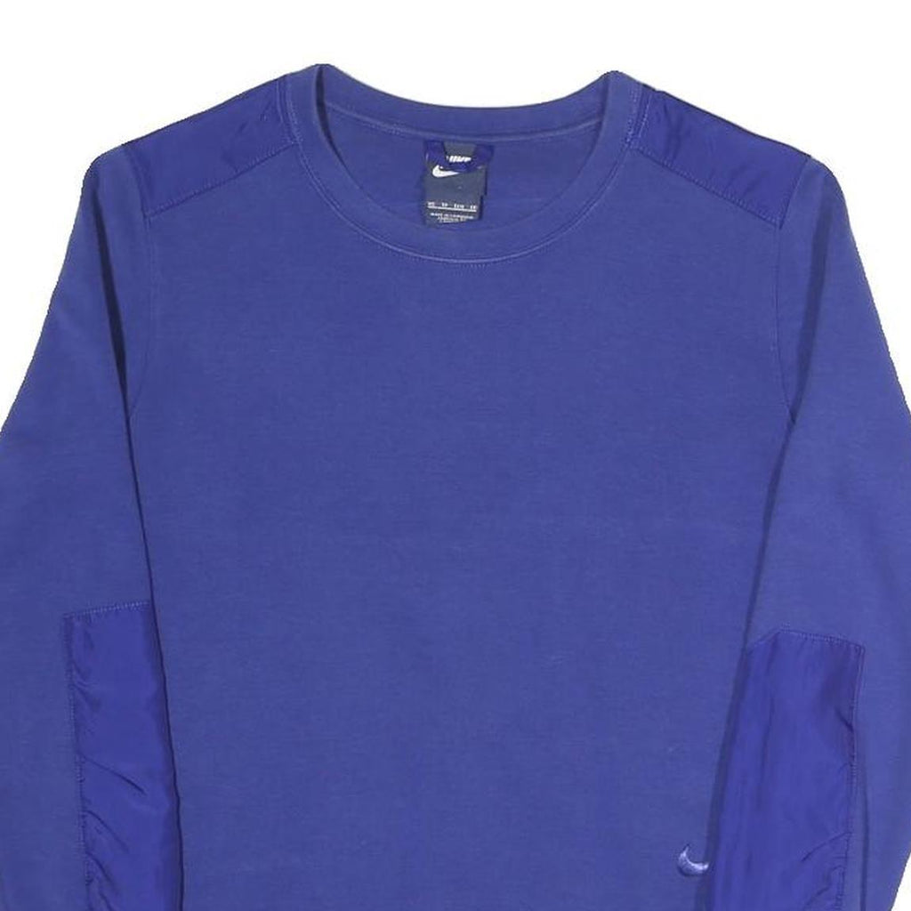 NIKE Womens Blue Crew Neck XS Cotton Blend Sweatshirt Pullover Lightweight