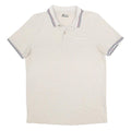 LOTTO Mens Beige Short Sleeve Plain Polo Shirt Size L Cotton Blend Casual