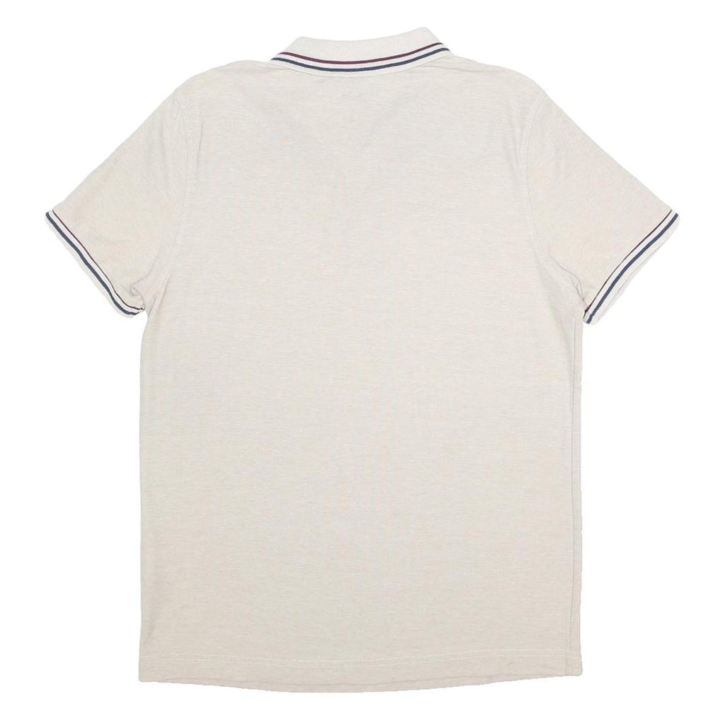 LOTTO Mens Beige Short Sleeve Plain Polo Shirt Size L Cotton Blend Casual
