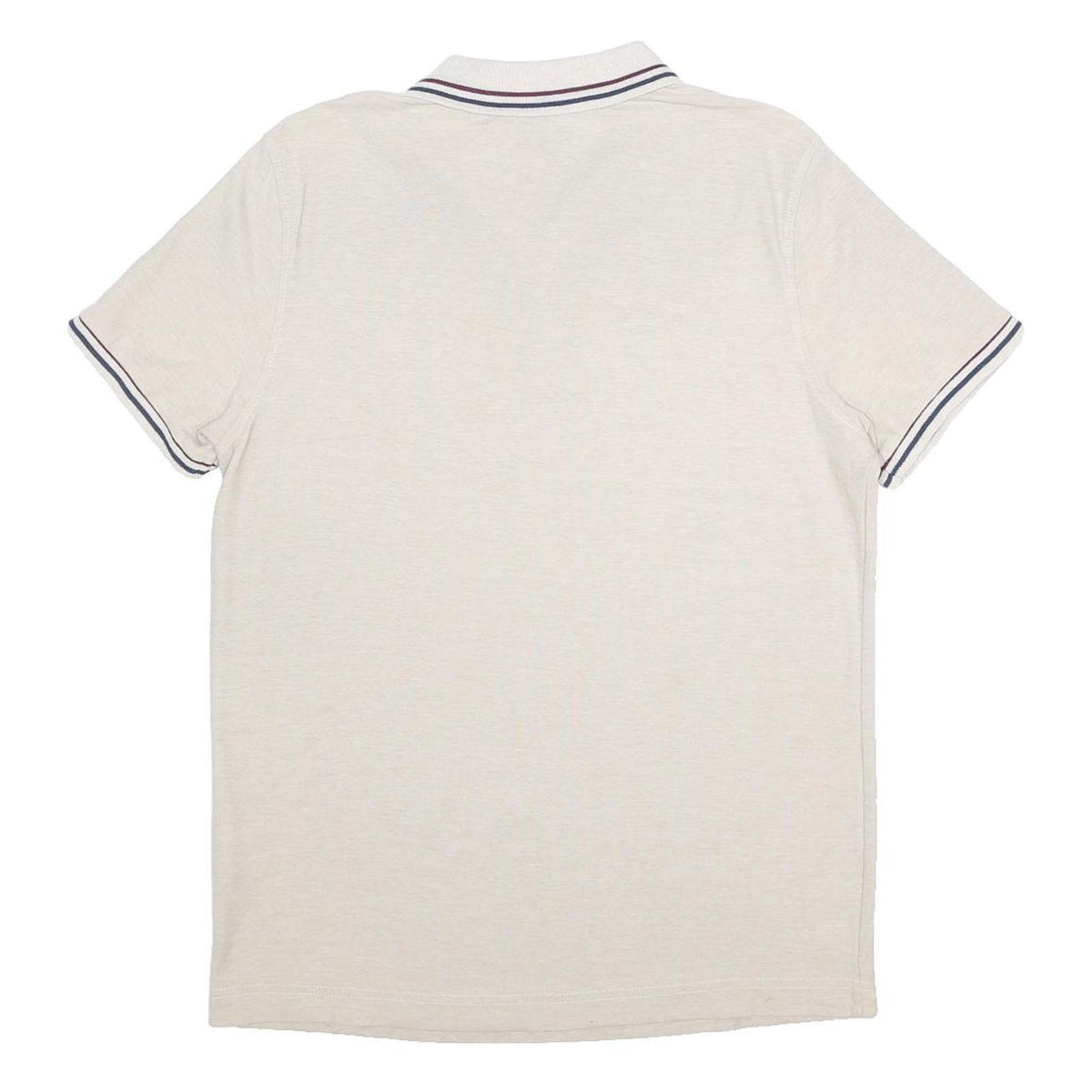 LOTTO Mens Beige Short Sleeve Plain Polo Shirt Size L Cotton Blend Casual