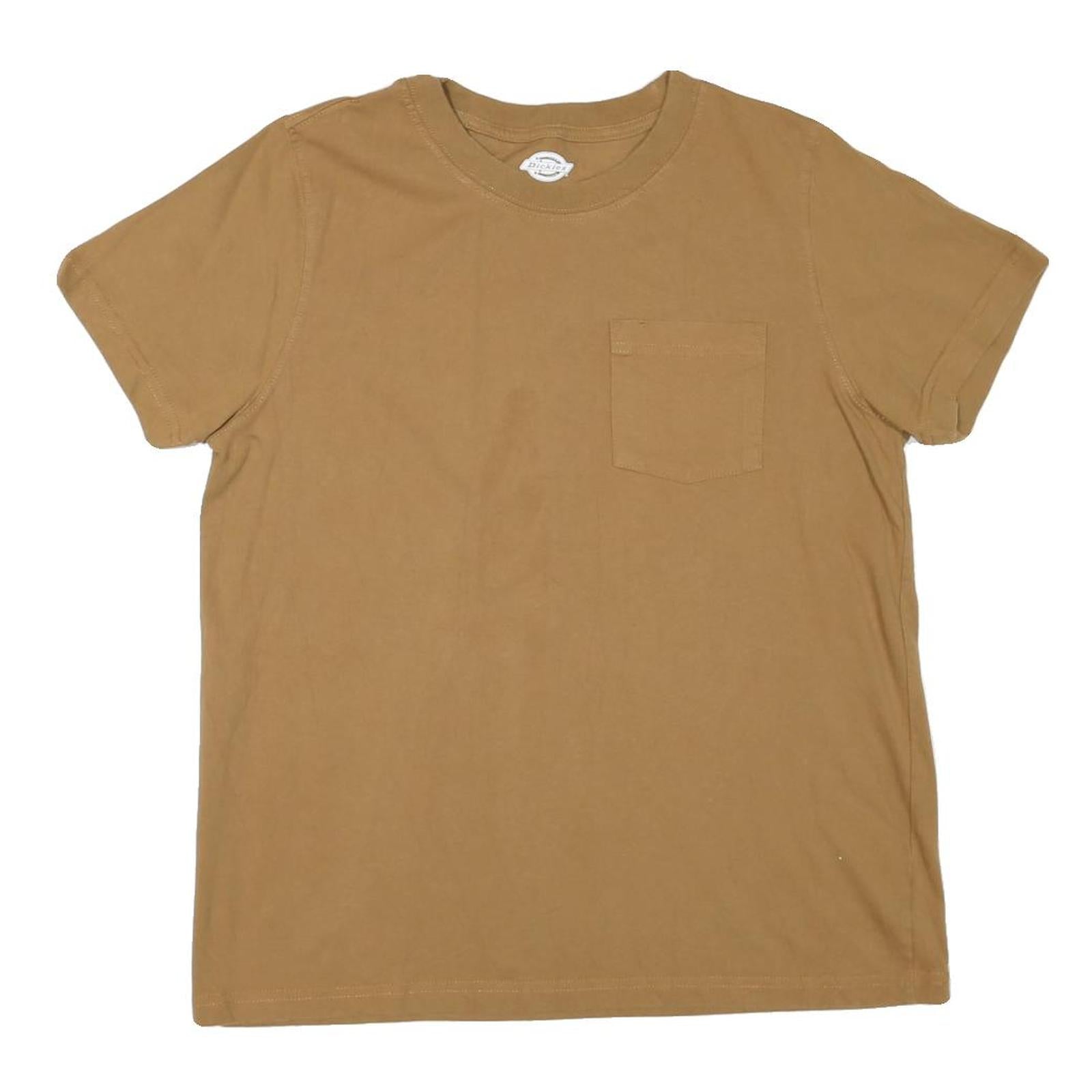 DICKIES Mens Brown Pocket T-Shirt L Short Sleeve Crew Neck Cotton Blend Casual