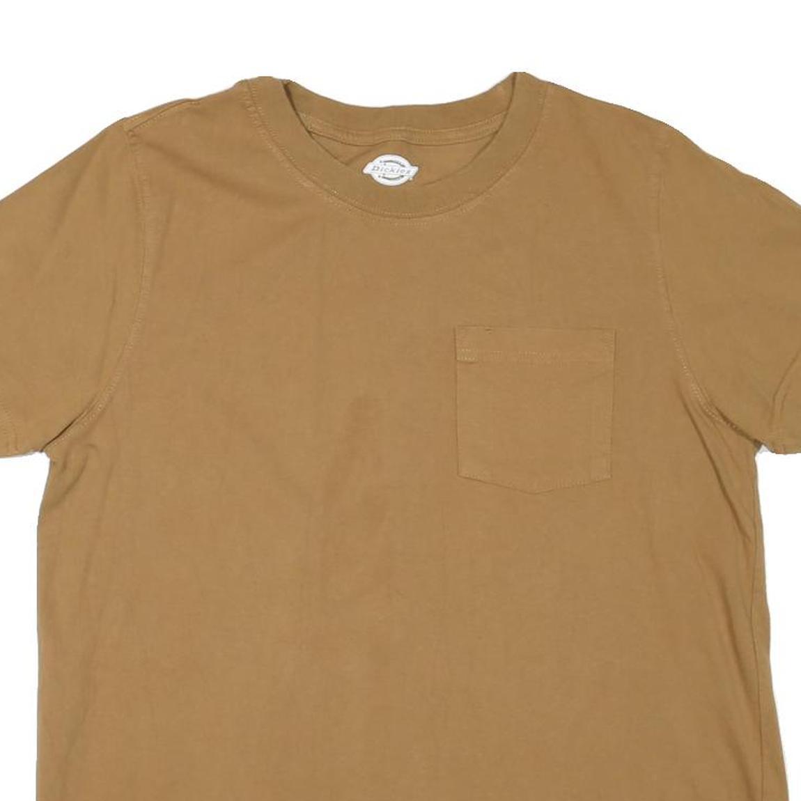 DICKIES Mens Brown Pocket T-Shirt L Short Sleeve Crew Neck Cotton Blend Casual
