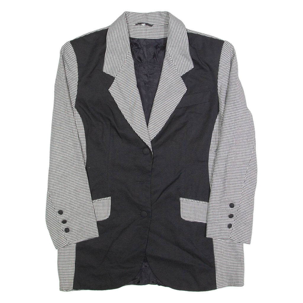 Womens Blazer Jacket Black 90s Houndstooth UK 12